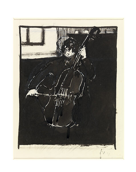 Musical Instruments: The Cello (Instruments de Musique: Le Violoncelle), Félix Vallotton (Swiss, Lausanne 1865–1925 Paris), Graphite, charcoal, blue pencil, brush and India ink on paper 