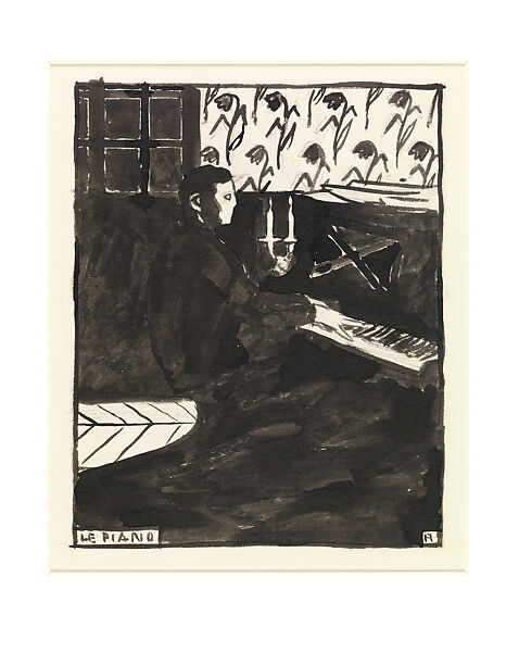 Musical Instruments: The Piano (Instruments de Musique: Le Piano), Félix Vallotton (Swiss, Lausanne 1865–1925 Paris), Graphite, brush and India ink on paper 