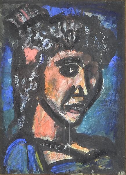 Roman Head, Georges Rouault (French, Paris 1871–1958 Paris), Gouache, pastel, and ink on paper lined to thick paper 