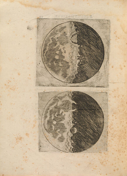 Two Views of the Moon, in Siderius Nuncius (The Starry Messenger), Galileo Galilei (Italian, Pisa 1564–1642 Arcetri outside Florence), Book 