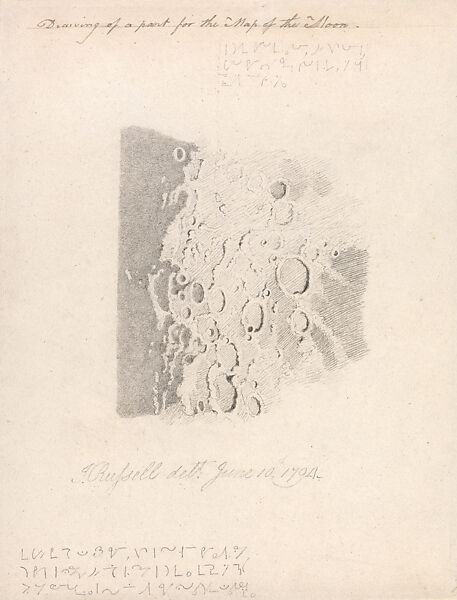 A Drawing of a Part for the Map of the Moon, John Russell (British, Guildford 1745–1806 Hull), Graphite on paper 