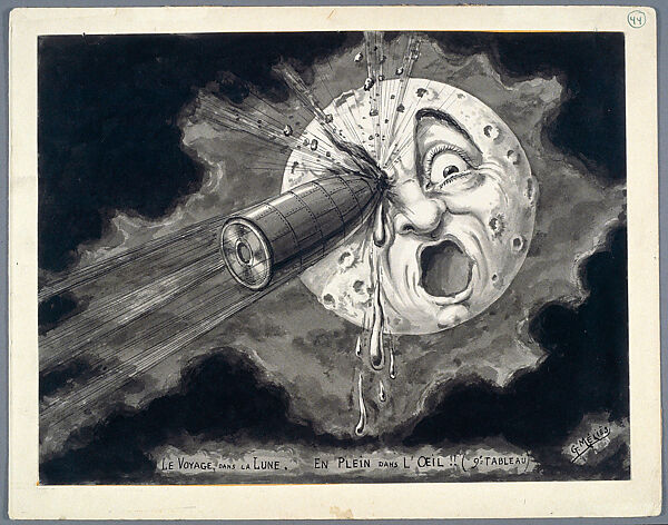 Square in the Eye, preparatory drawing for the film A Trip to the Moon (Le Voyage dans la lune, 1902), Marie-Georges-Jean Méliès (French, Paris 1861–1938 Paris), Ink on paper 