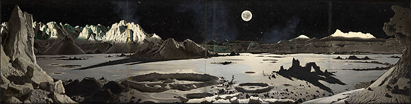 Study for A Lunar Landscape, Chesley Bonestell (American, San Fransisco 1888–1986 Carmel-by-the-Sea, California), Oil over photomontage 