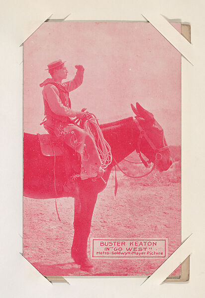 Buster Keaton in "Go West" from Western Stars or Scenes Exhibit Cards series (W412), Commercial color photolithograph 