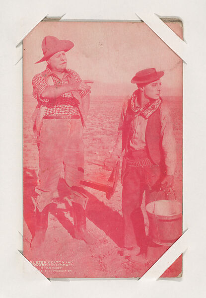 Buster Keaton and Howard Truesdale in "Go West" from Western Stars or Scenes Exhibit Cards series (W412), Commercial color photolithograph 