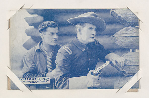 Rex Lease & Tim McCoy "in the Masked Stranger" from Western Stars or Scenes Exhibit Cards series (W412), Commercial color photolithograph 
