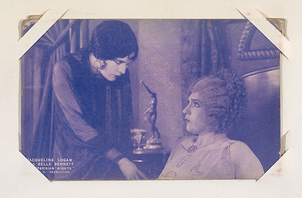 Jacqueline Logan and Belle Bennett in "Parisian Nights" from Scenes from Movies Exhibit Cards series (W404), Commercial color photolithograph 