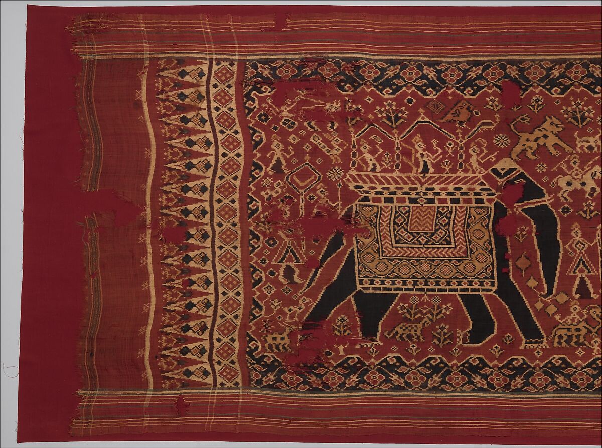 Patolu with Elephant Design, Silk double-ikat (resist dyed), India (Gujarat) for the Indonesian market