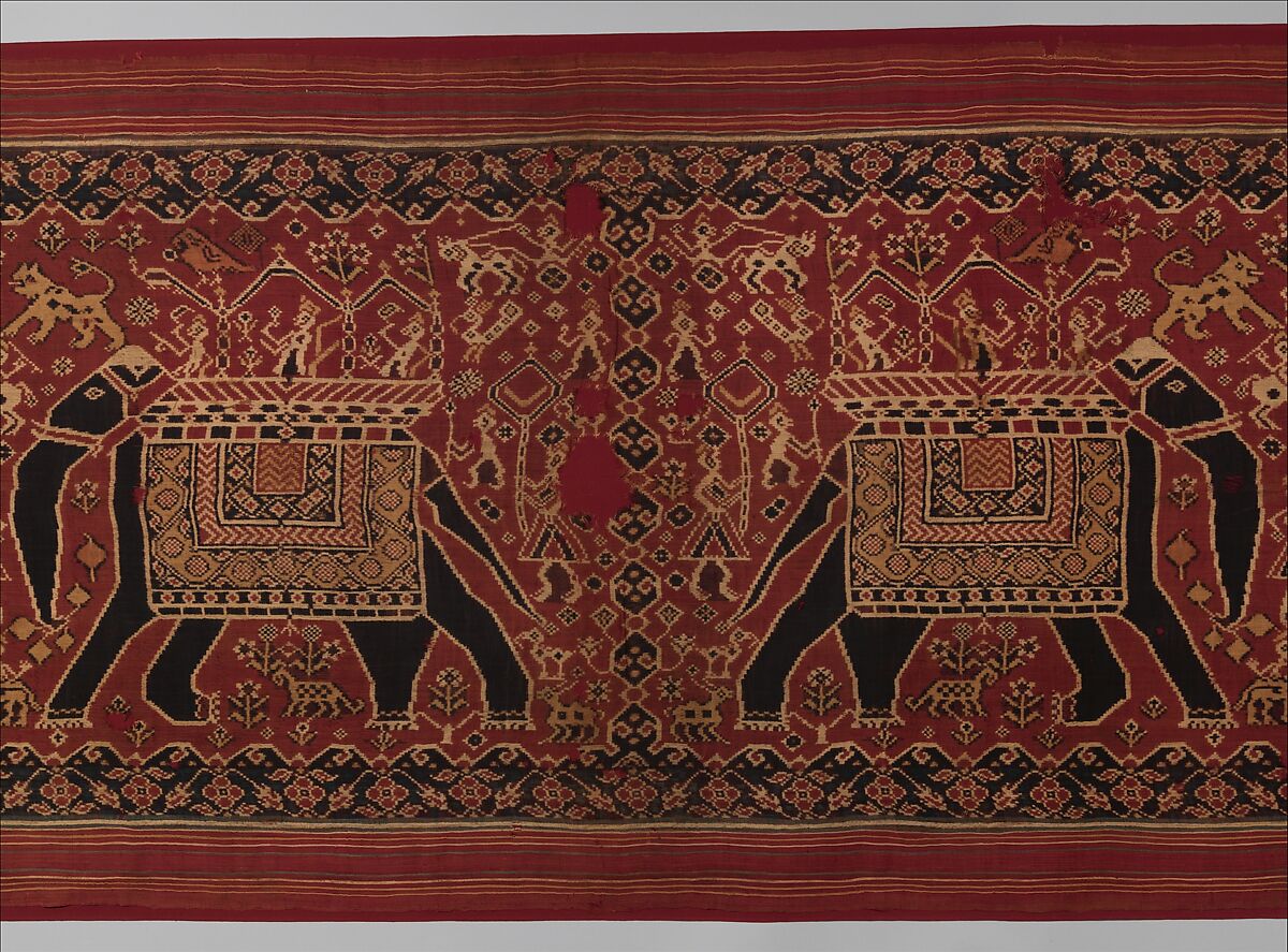 Patolu with Elephant Design, Silk double-ikat (resist dyed), India (Gujarat) for the Indonesian market