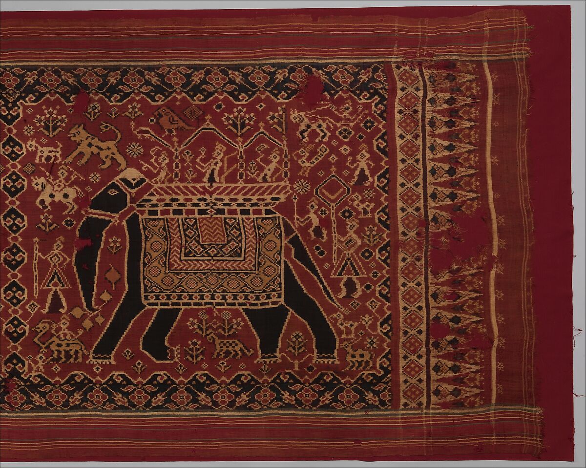 Patolu with Elephant Design, Silk double-ikat (resist dyed), India (Gujarat) for the Indonesian market