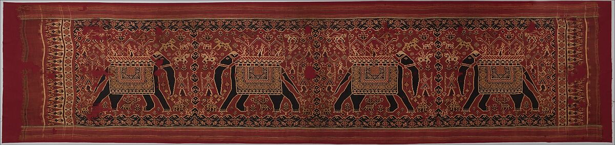 Patolu with Elephant Design, Silk double-ikat (resist dyed), India (Gujarat) for the Indonesian market 