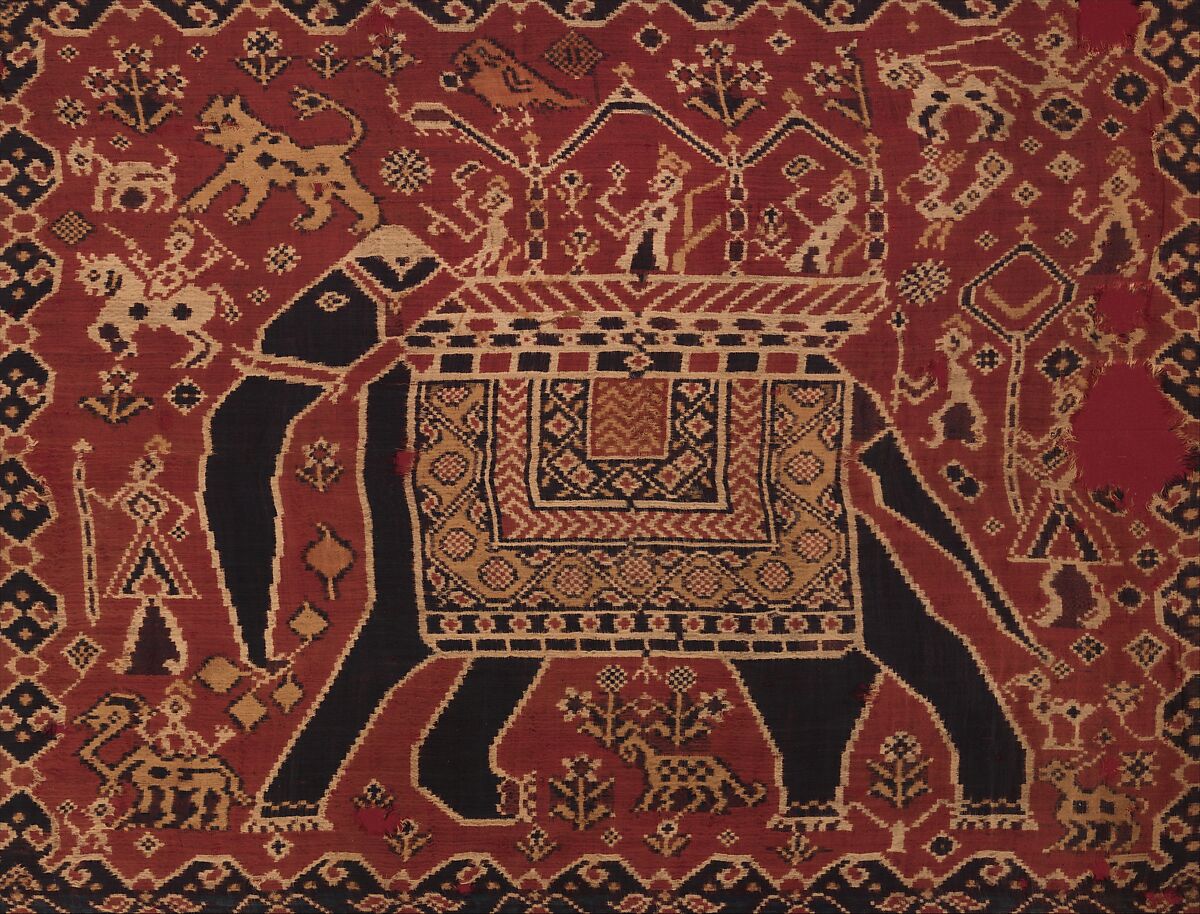 Patolu with Elephant Design, Silk double-ikat (resist dyed), India (Gujarat) for the Indonesian market