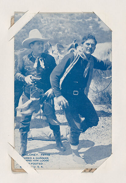 Leo Maloney captured a gunman and turns him loose bare-footed from Western Stars or Scenes Exhibit Cards series (W412), Commercial color photolithograph 