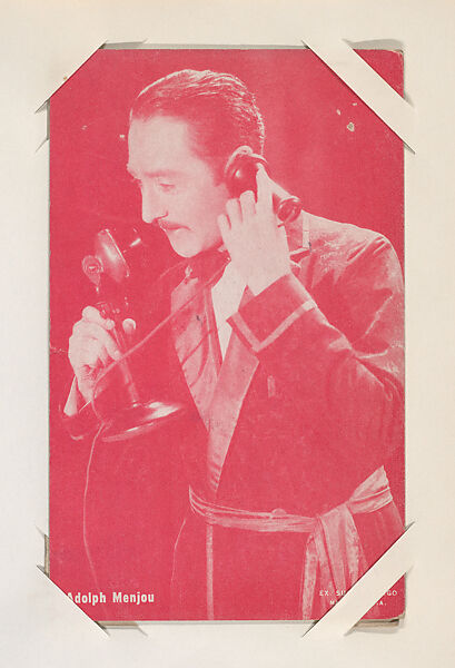 Adolph Menjou from Movie Stars Exhibit Cards series (W401), Exhibit Supply Company, Commercial color photolithograph