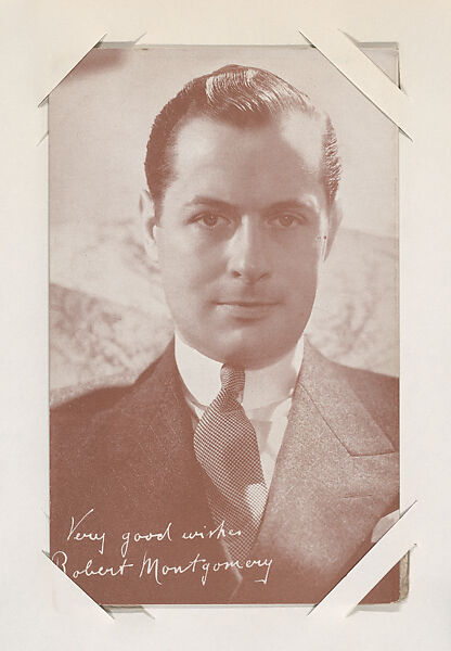 Robert Montgomery from Movie Stars Exhibit Cards series (W401), Commercial color photolithograph 
