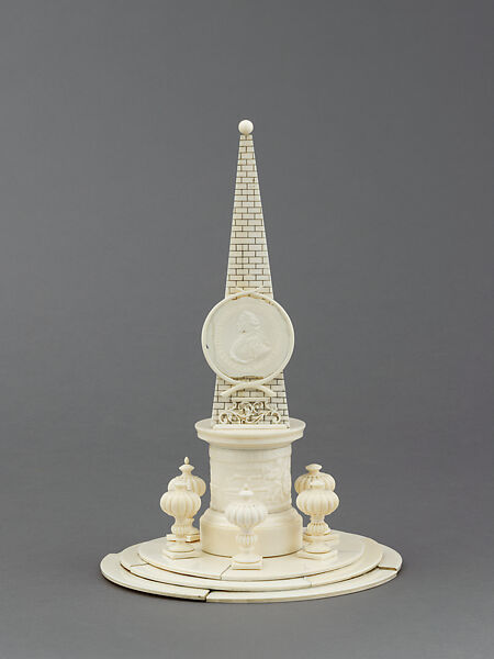 Turned-Ivory Obelisk as Memorial to Frederick V, King of Denmark and Norway, Wilhelm von Hessen-Kassel (German, 1743–1821), Ivory (turned, engraved), wood, German, Hanau 