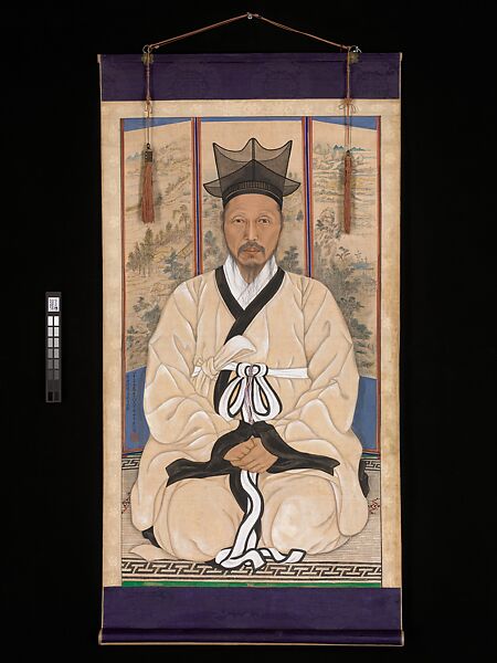 Portrait of a scholar, Chae Yongsin (artist name: Seokji) (Korean, 1850–1941), Hanging scroll; ink and color on silk, Korea 