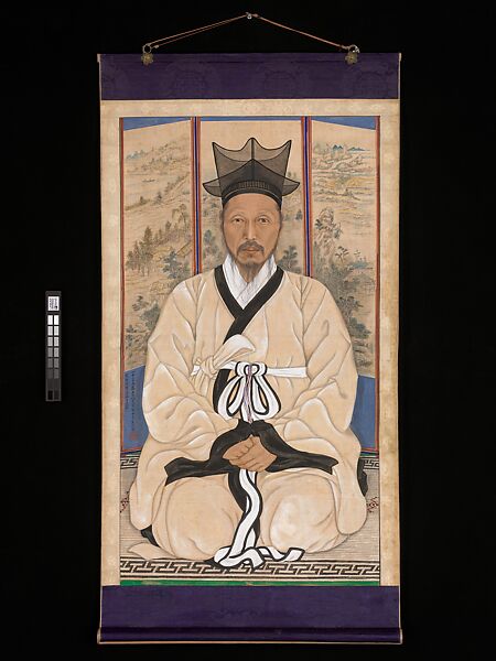 Portrait of a scholar, Chae Yongsin (artist name: Seokji) (Korean, 1850–1941), Hanging scroll; ink and color on silk, Korea