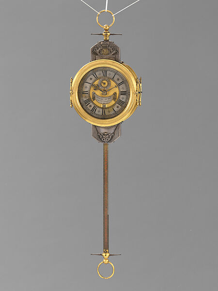 Saw clock, Isaak Ourry, Brass (gilded), silver, steel, glass, German, Kassel 