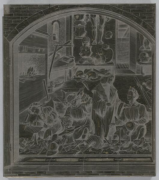 The Skillfulness and Wit of Armor Making, from <i>Der Weisskunig</i>, Designed by Hans Burgkmair (German, Augsburg 1473–1531 Augsburg), Woodblock, South German 