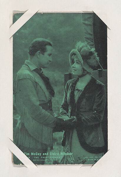 Tim McCoy and Claire Windsor in "The Frontiersman" from Western Stars or Scenes Exhibit Cards series (W412), Exhibit Supply Company, Commercial color photolithograph 