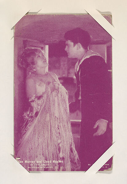 Mae Murray and Lloyd Hughes in "Valencia" from Scenes from Movies Exhibit Cards series (W404), Exhibit Supply Company, Commercial color photolithograph 