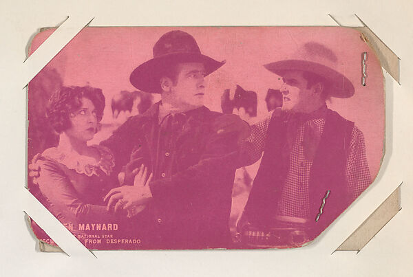 Ken Maynard rescues girl from desperado from Western Stars or Scenes Exhibit Cards series (W412), Exhibit Supply Company, Commercial color photolithograph 