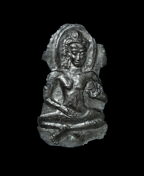 Buddha Shakyamuni Preaching, Repoussé silver, Central Thailand 