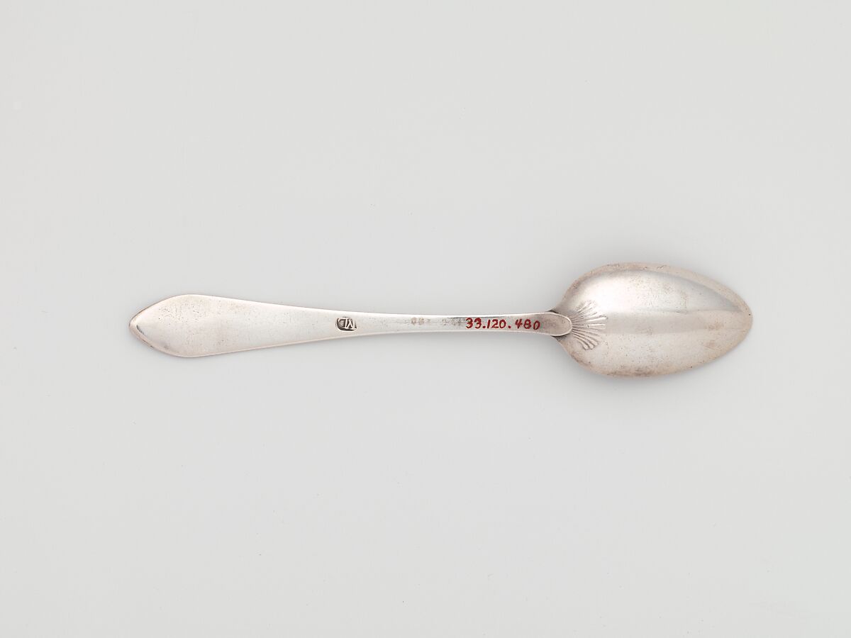 Spoon, Probably Matthias Lemaire (active ca. 1781–1797), Silver, American