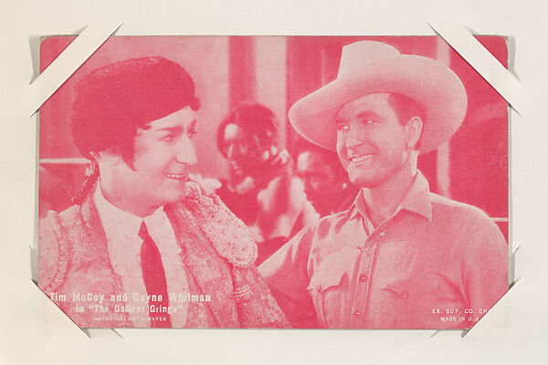 Tim McCoy and Gayne Whitman in "The Gallant Gringo" from Western Stars or Scenes Exhibit Cards series (W412), Exhibit Supply Company, Commercial color photolithograph 