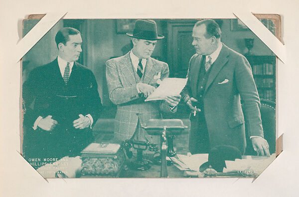 Owen Moore and Phillips Smalley in "Money Talks" from Scenes from Movies Exhibit Cards series (W404), Exhibit Supply Company, Commercial color photolithograph 