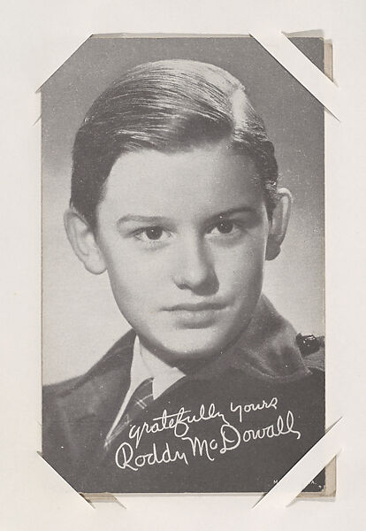 Roddy McDowall from Movie Stars Exhibit Cards series (W401), Commercial photolithograph 