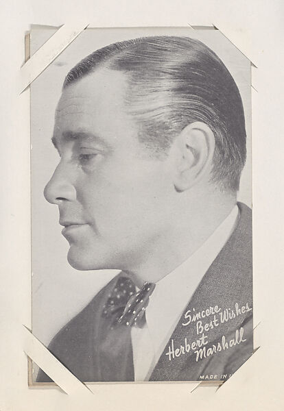 Herbert Marshall from Movie Stars Exhibit Cards series (W401), Commercial photolithograph 