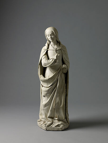 The Virgin Annunciate, Attributed to Jean Guillaumet (French), White limestone with traces of polychromy, French, Tours 