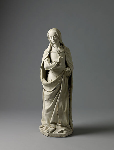 The Virgin Annunciate, Jean Guillaumet (French, ca. 1465–documented in Bourbon until 1515), White limestone with traces of polychromy, French, Bourbon 