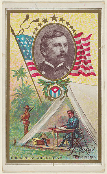 Brigadier General Francis V. Greene, U.S. Volunteers, from the "Generals" series (T63), issued by LeRoy Little Cigars, Issued by LeRoy Little Cigars, Commercial color lithograph 