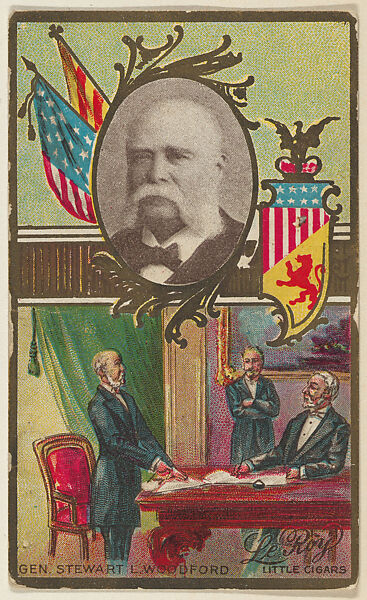 General Stewart L. Woodford, from the "Generals" series (T63), issued by LeRoy Little Cigars, Issued by LeRoy Little Cigars, Commercial color lithograph 