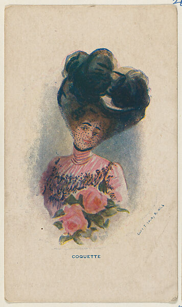 Coquette, from the "Girls and Men in Costume" series (T65), issued with Golden Eagle Cigars by I. Lewis & Co., Issued by I. Lewis &amp; Co., Newark, New Jersey, Commercial color lithograph 