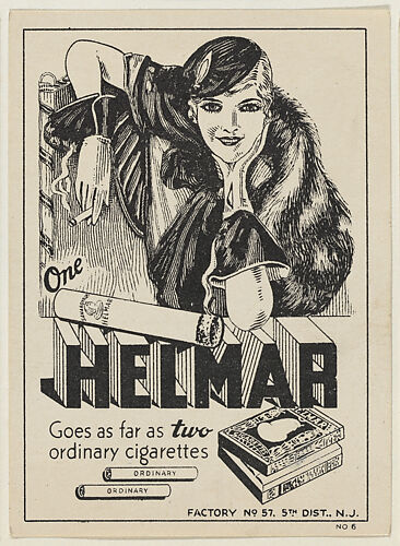 One Helmar goes as far as two ordinary cigarettes, from the 