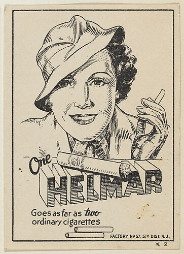 One Helmar goes as far as two ordinary cigarettes, from the 