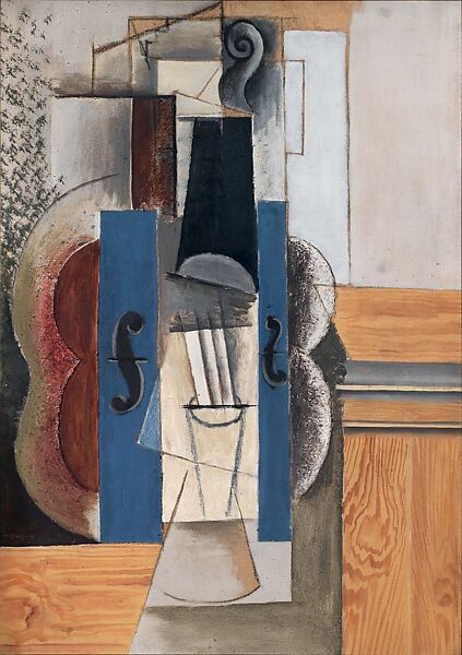 Violin Hanging on a Wall, Pablo Picasso (Spanish, Malaga 1881–1973 Mougins, France), Oil and sand on canvas 