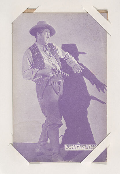 "A Masked Stranger" from Western Stars or Scenes Exhibit Cards series (W412), Commercial color photolithograph 