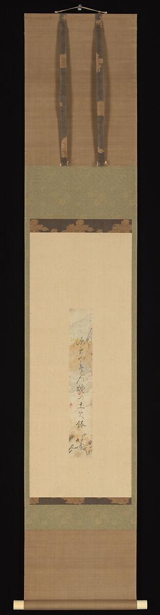 Haiku, Iwakura Tomonori (Japanese, 1629–1680), Hanging scroll; ink on paper, decorated in gold and silver, Japan