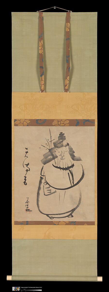 “Tenmangū,” Sugawara no Michizane as Tenjin Traveling to China, Sengai Gibon (Japanese, 1750–1837), Hanging scroll; ink on paper, Japan