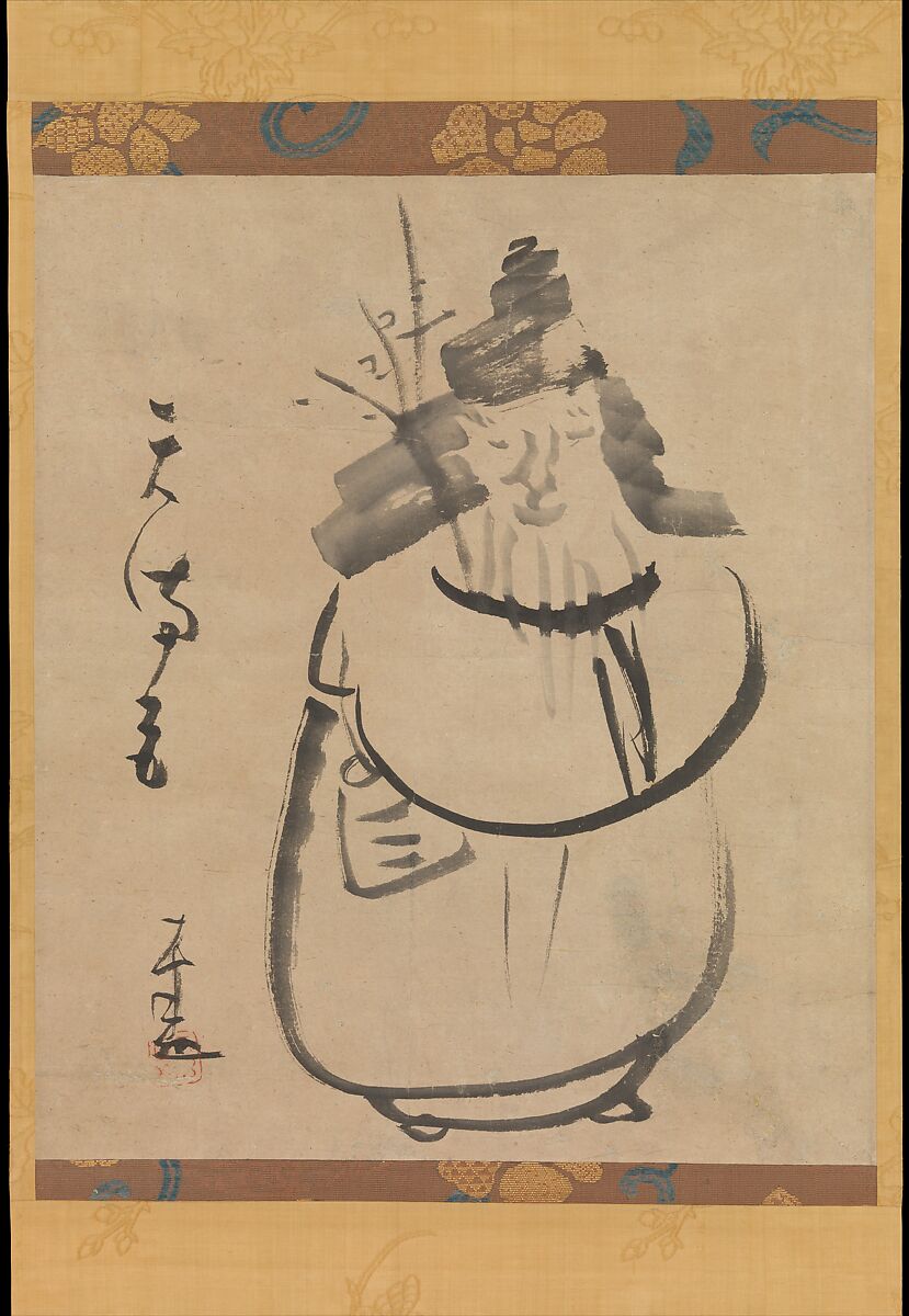 “Tenmangū,” Sugawara no Michizane as Tenjin Traveling to China, Sengai Gibon (Japanese, 1750–1837), Hanging scroll; ink on paper, Japan 