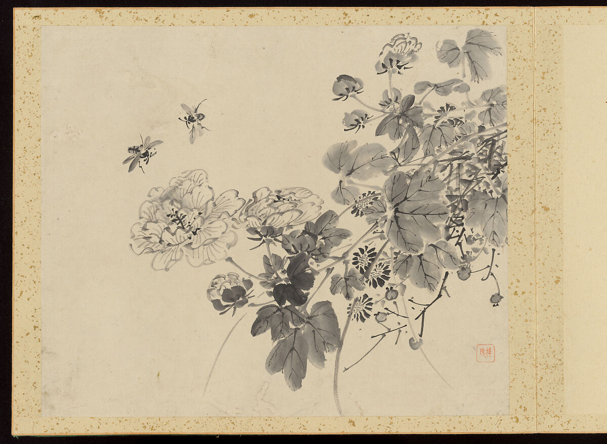 "Refined Elegance in the Four Seasons" (Shiji seiga), Album of Flower Paintings, Yamamoto Baiitsu (Japanese, 1783–1856), Album of twelve leaves; ink on paper, Japan