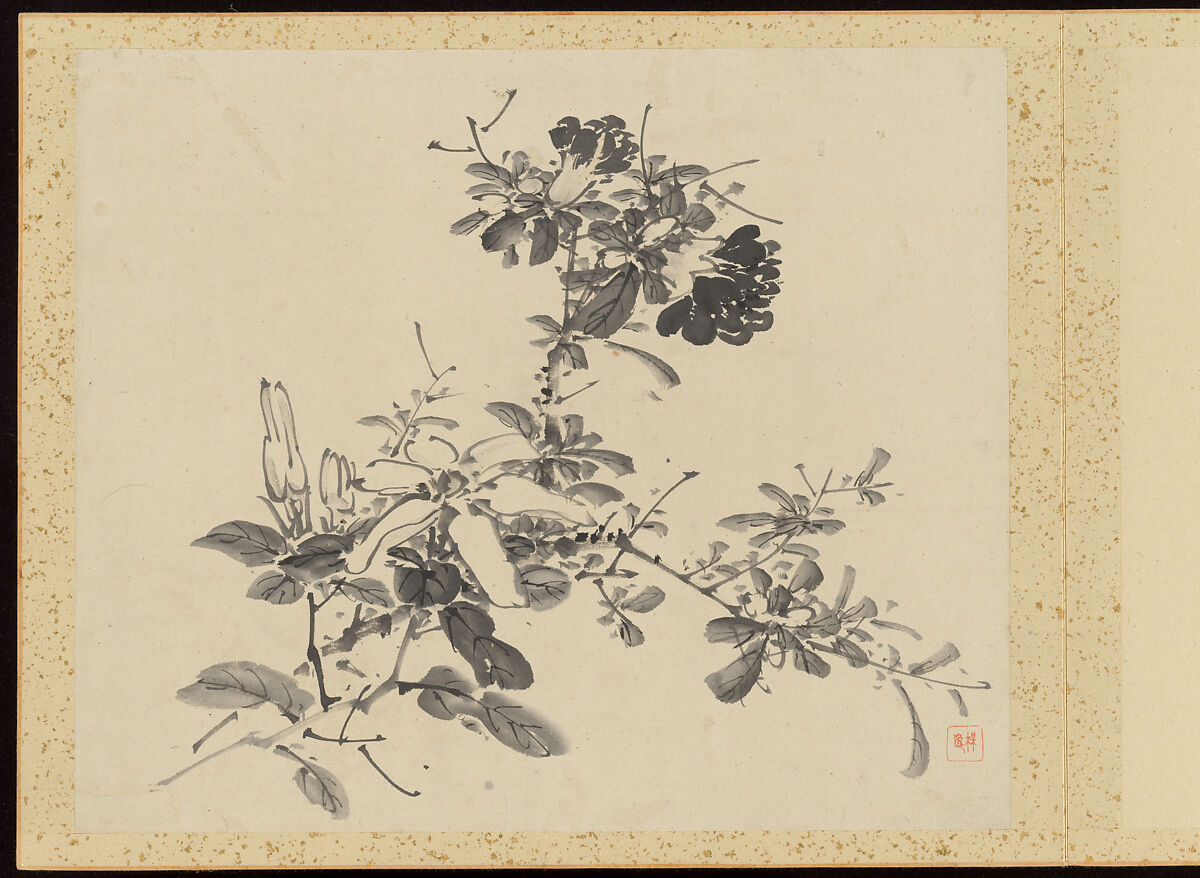 "Refined Elegance in the Four Seasons" (Shiji seiga), Album of Flower Paintings, Yamamoto Baiitsu (Japanese, 1783–1856), Album of twelve leaves; ink on paper, Japan