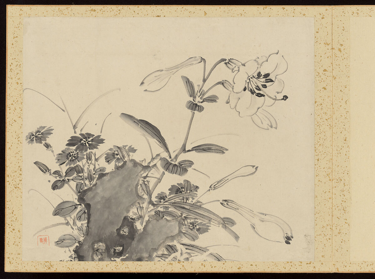 "Refined Elegance in the Four Seasons" (Shiji seiga), Album of Flower Paintings, Yamamoto Baiitsu (Japanese, 1783–1856), Album of twelve leaves; ink on paper, Japan