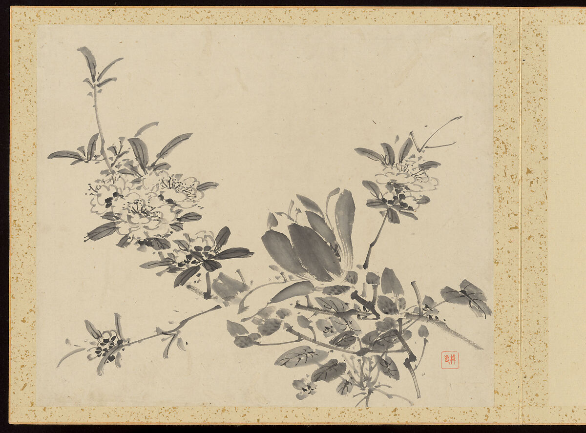 "Refined Elegance in the Four Seasons" (Shiji seiga), Album of Flower Paintings, Yamamoto Baiitsu (Japanese, 1783–1856), Album of twelve leaves; ink on paper, Japan