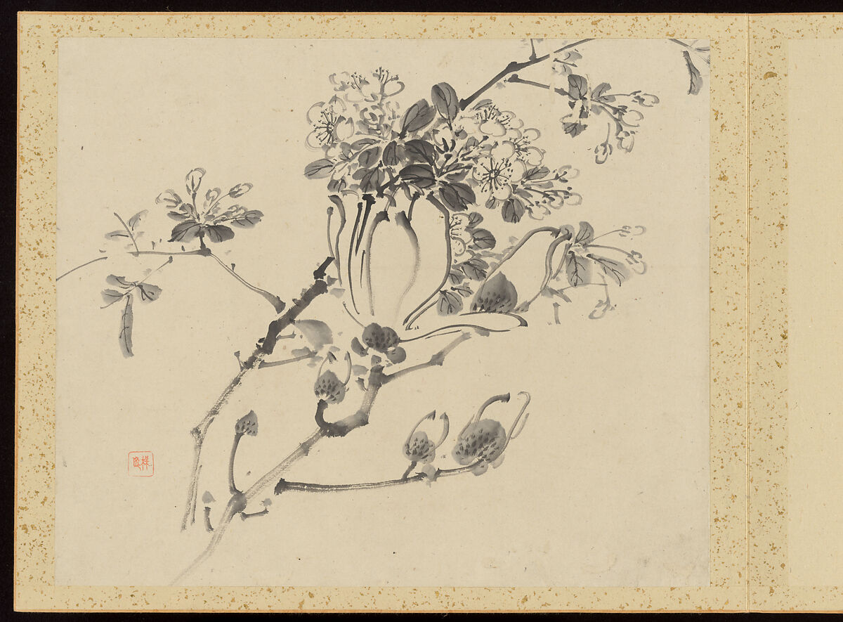 "Refined Elegance in the Four Seasons" (Shiji seiga), Album of Flower Paintings, Yamamoto Baiitsu (Japanese, 1783–1856), Album of twelve leaves; ink on paper, Japan 